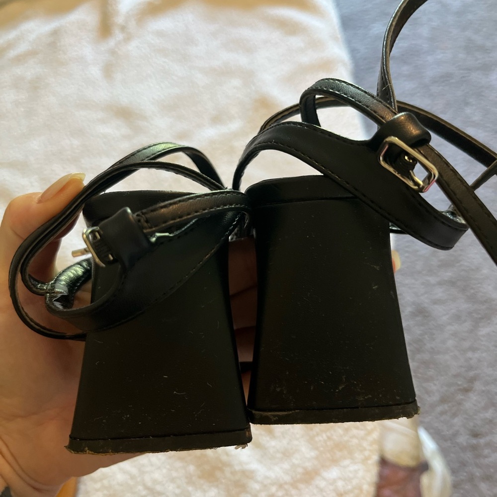 Cider Black Strappy Heels with Kitten Heel - Picture 4 of 4